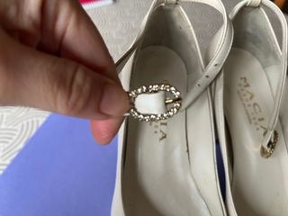 Zapatos de tacón blanco perla, cuero, novia T36