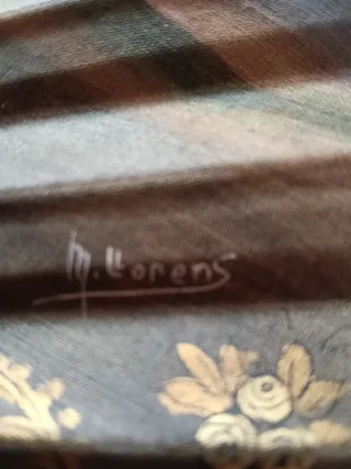 Abanico Hueso Pintado a Mano Firmado