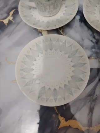 Juego de Té Porcelana Blanco y turquesa