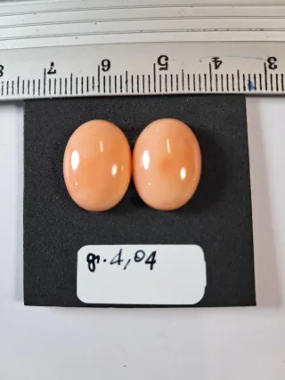 Coppia Cabochon Corallo Arancio/Rosa