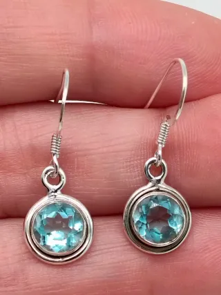 Pendientes Plata 925 y Topacio Azul