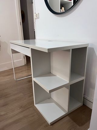Escritorio blanco 120cm con cajón y estantería