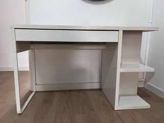 Escritorio blanco 120cm con cajón y estantería