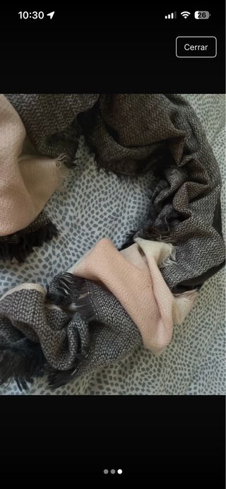 Bufanda de lana marrón y rosa