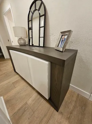 Aparador madera maciza y lacado blanco