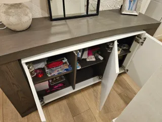 Aparador madera maciza y lacado blanco