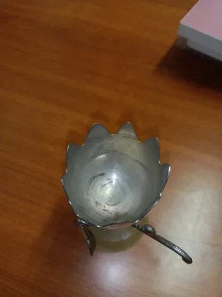 Porta uovo vintage onice e metallo