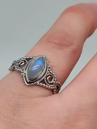 Anillo Plata 925 Piedra Luna Marquise
