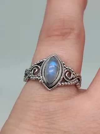 Anillo Plata 925 Piedra Luna Marquise