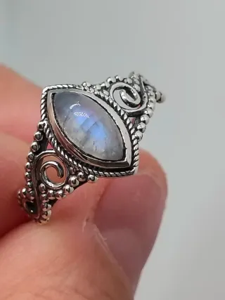 Anillo Plata 925 Piedra Luna Marquise