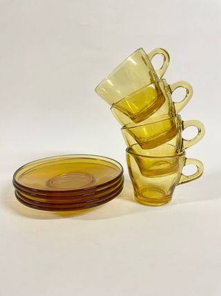 Set 4 Tazzine Caffè Italia Vetro Ambra