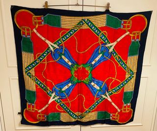 Foulard seta 100% Made in Italy 85x80 Vintage 1980