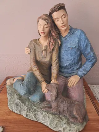 Figura pareja con perro Hecho a mano