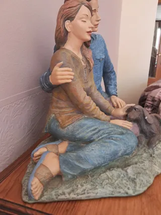 Figura pareja con perro Hecho a mano