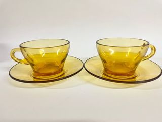 Set 2 Tazze da Tè Vetro Ambra