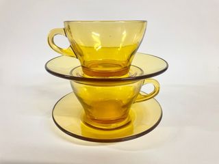 Set 2 Tazze da Tè Vetro Ambra