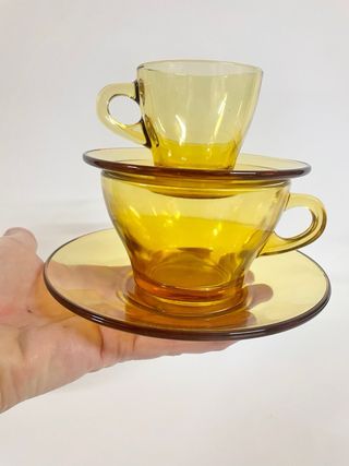 Set 2 Tazze da Tè Vetro Ambra