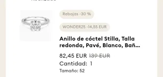 Anillo swarovski nuevo talla 52