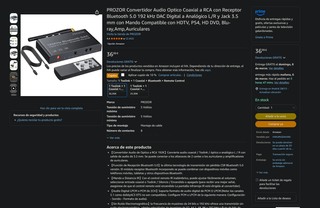 PROZOR DAC Convertidor Audio Óptico Coaxial RCA
