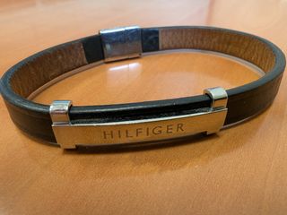 Tommy Hilfiger Pulsera para Hombre de Cuero negro