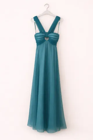 Vestido largo turquesa elegante – Talla 38 a 42