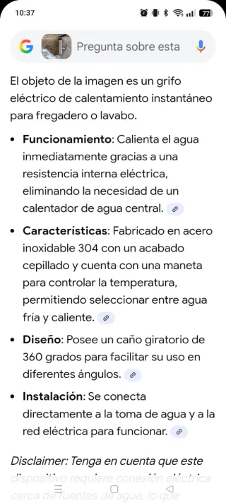 Grifo Calentador Agua Eléctrico Instantáneo