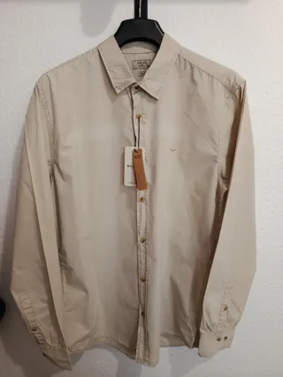 Camisa Boston manga larga beige