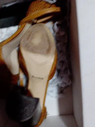 Tacones Zara Piel Cocodrilo Beige/Marrón