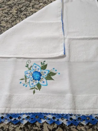 Pano de cozinha turco flor bordada
