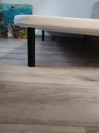 Base tapizada y colchón IKEA gris/blanco 105cm