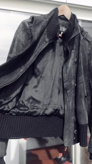 Giacca Armani Jeans Pelle Nera