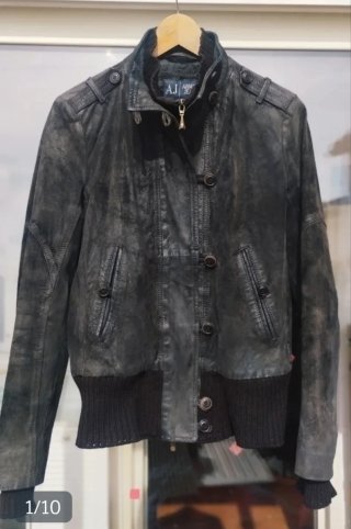 Giacca Armani Jeans Pelle Nera
