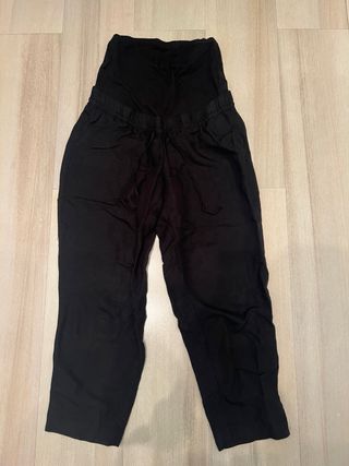 Pantalón embarazo negro talla S Mezcla Lino