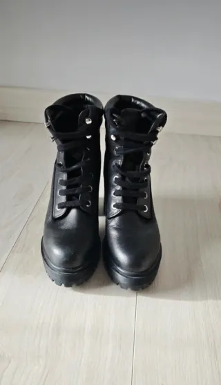 Botines Zara Tacón Cordones Talla 36