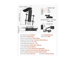 Soporte TV Techo Motorizado VEVOR a estrenar