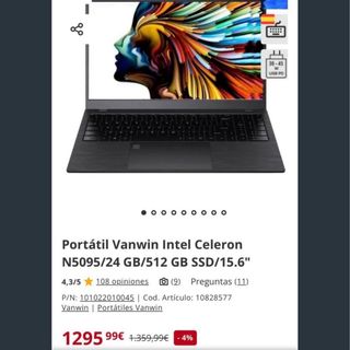 PC Portátil Vanwin Intel Celeron N5095 24GB 512GB