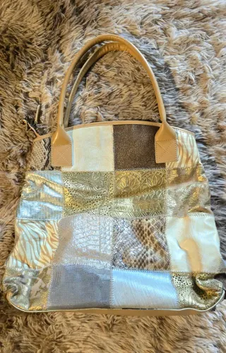 Bolso Braccialini Patchwork Oro y Plata.