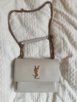 Bolso YSL Piel Blanco y Dorado