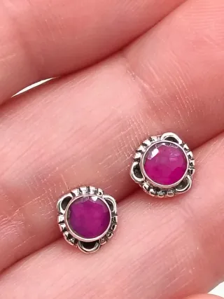 Pendientes Plata Ley 925 y Rubí