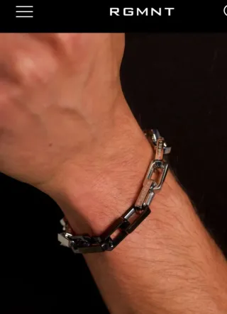 Pulsera RGMNT Monogram Link Carbon Plata