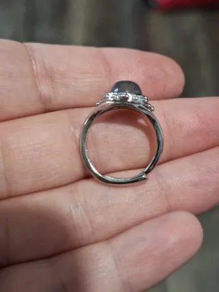 Anello Acciaio con Labradorite Blu