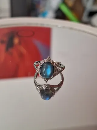 Anello Acciaio con Labradorite Blu