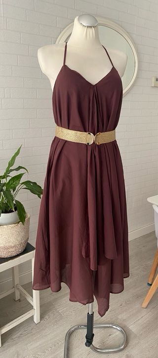 Vestido largo color Burdeos. Lefties Talla M