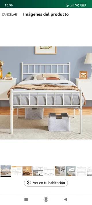 Estructura Cama Metal 90x190 Blanca