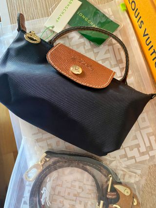 Bolso mini Longchamp Negro y Marrón