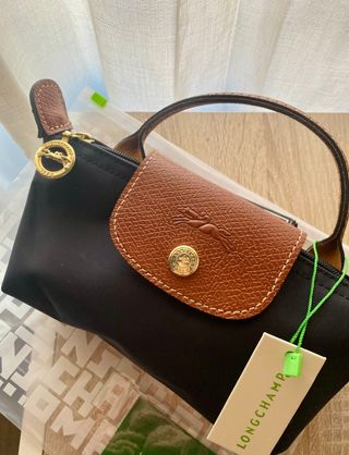 Bolso mini Longchamp Negro y Marrón