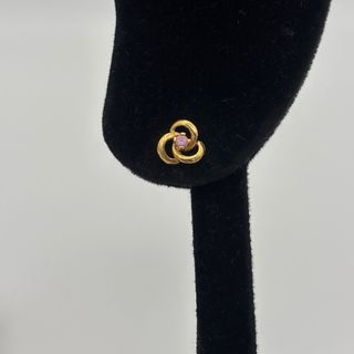 Pendientes oro 18kt con gema rosa