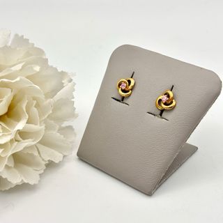 Pendientes oro 18kt con gema rosa