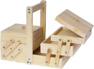 Costurero madera pino acordeón 28x25x15cm