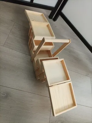 Costurero madera pino acordeón 28x25x15cm